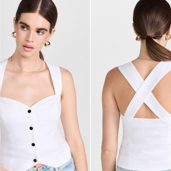 Reformation Kimberly Linen Top 12 NWT $148 - Picture 3 of 5